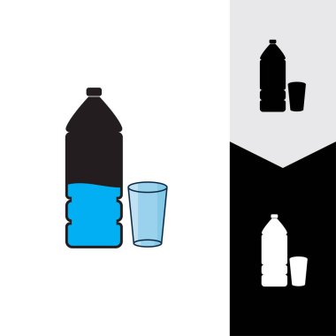 Plastik şişe ve cam vektör simgesi