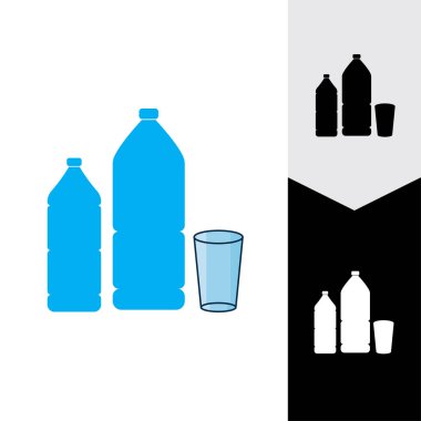 Plastik şişe ve cam vektör simgesi
