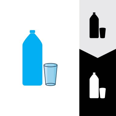 Plastik şişe ve cam vektör simgesi