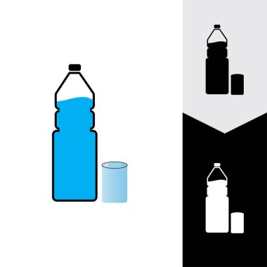 Plastik şişe ve cam vektör simgesi