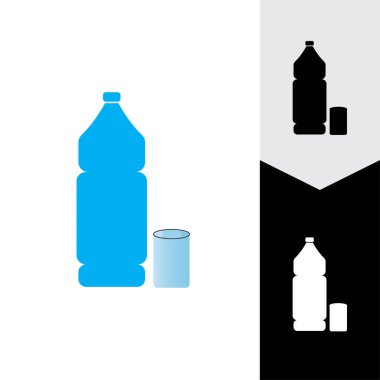 Plastik şişe ve cam vektör simgesi