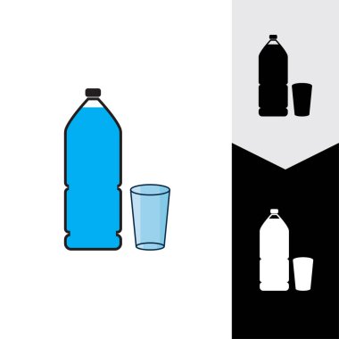 Plastik şişe ve cam vektör simgesi