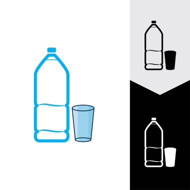 Plastik şişe ve cam vektör simgesi