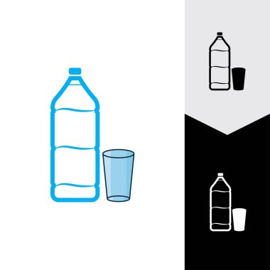 Plastic bottle and glass vector icon