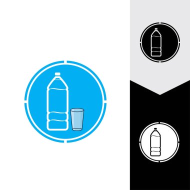 Plastik şişe ve cam vektör simgesi