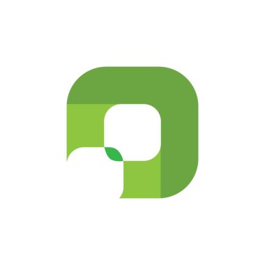 Yeşil ağaç yaprağının Q logoları doğa element vektörü