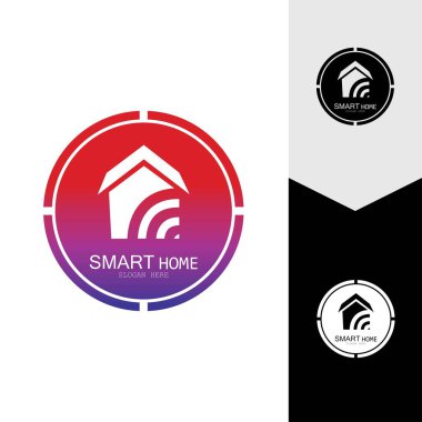 Wifi Evi Vektörü Logo.Smart Şehir Teknoloji Simgesi Vektörü. Şehir Ağı Logo Kavram Vektörü