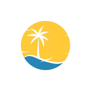 Palmiye ağacı çizimi logo şablonu vektör tasarımı