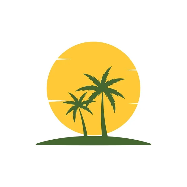 Παλάμη Καλοκαίρι Εικονογράφηση Λογότυπο Πρότυπο Διάνυσμα Σχεδιασμό — Διανυσματικό Αρχείο