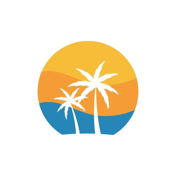 Palm Träd Sommar Illustration Logotyp Mall Vektor Design — Stock vektor