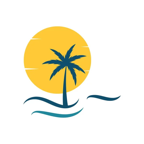 Palm Träd Sommar Illustration Logotyp Mall Vektor Design — Stock vektor