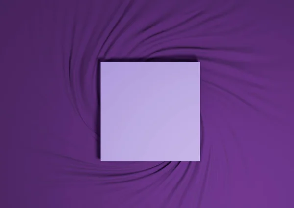 Sötét lila, lila 3D-s renderelés minimális termék dobogó felülnézet lapos feküdt textil egyszerű háttér szögletes stand felülről — Stock Fotó