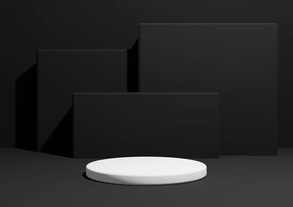 Schwarz Dunkelgrau Schwarz Und Weiß Darstellung Einer Einfachen Minimalen Produktdisplay — Stockfoto