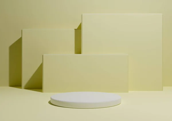 Pastel Luz Amarillo Cítrico Representación Simple Mínimo Fondo Composición Exhibición — Foto de Stock