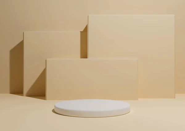 Pastel naranja 3D mínimo producto pantalla composición fondo podio soporte forma cuadrada fondo — Foto de Stock