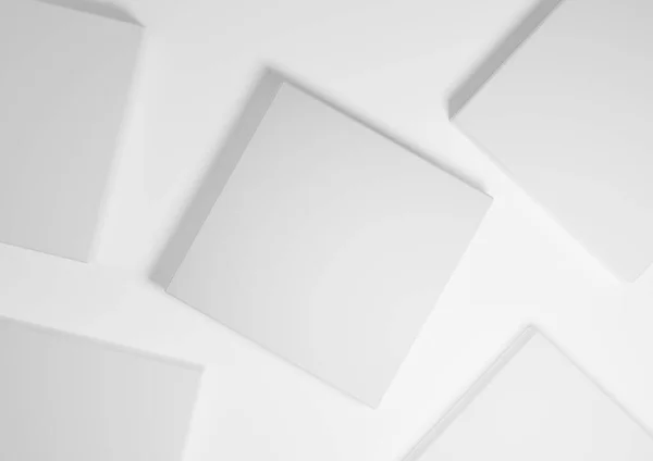 Blanco, gris claro, blanco y negro, 3D renderizado mínimo, vista superior simple plano exhibición de productos fondo con soportes de podio y formas geométricas —  Fotos de Stock