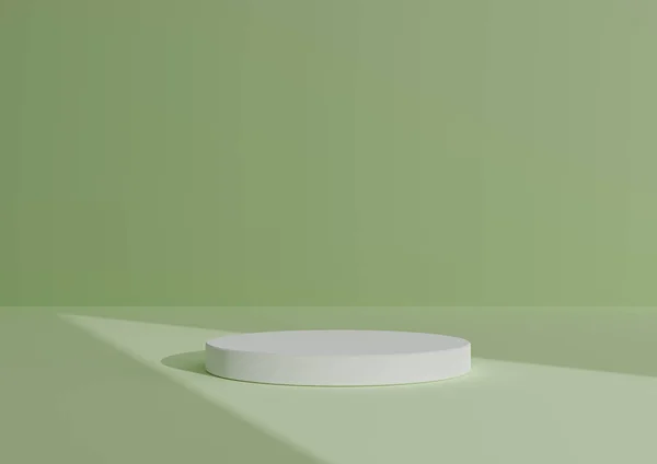 Basit, Bir Beyaz Silindir Podyumu ile Asgari 3D Hazırlama ya da Ürün Gösterimi için Soyut Gölge Pastel Limonlu Yeşil Arkaplan