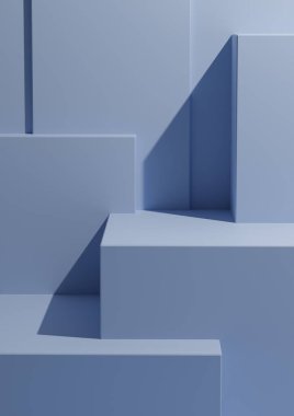 Minimal Light Pastel Bebek Mavi Arkaplan 3B Stüdyo Sahnesi Podyumlar ve Ürün Görünümü ve Sunumu Seviyeleri