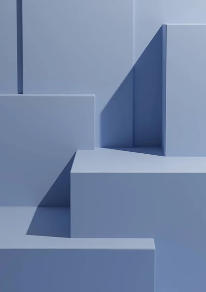 Minimal Light Pastel Bebek Mavi Arkaplan 3B Stüdyo Sahnesi Podyumlar ve Ürün Görünümü ve Sunumu Seviyeleri