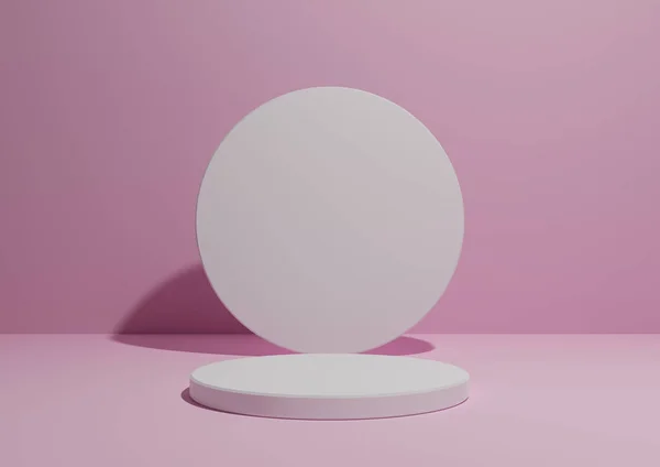 Işık, pastel, lavanta pembesi, tek silindir standı ya da ürün görüntüleme ya da geometrik şekilli reklamlar için podyumu olan basit, minimal bir kompozisyonun 3D görüntüsü, metin için boş arkaplan.