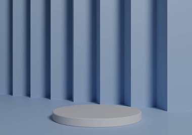 Basit, Bir Beyaz Silindir Podyumu ile Asgari 3D Hazırlama Kompozisyonu ya da Soyut Açık Mavi Görünüm Arkaplanı