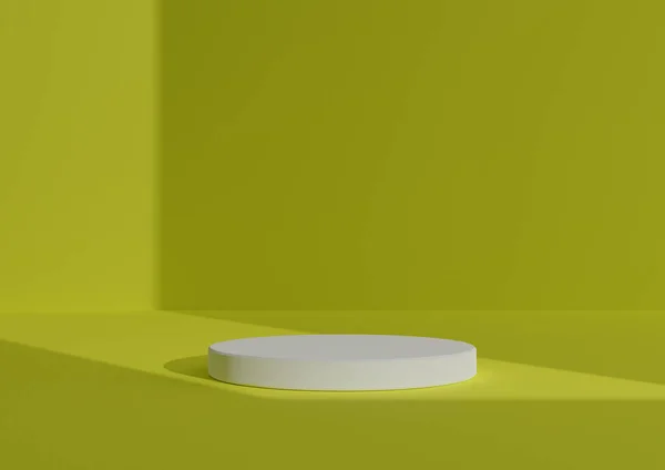 Composition Simple Minimale Rendu Avec Podium Cylindre Blanc Tenir Debout — Photo