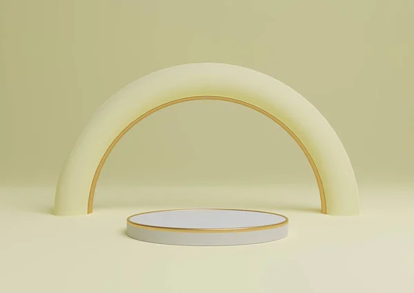 Pastel Luz Cítricos Amarillo Representación Simple Producto Exhibición Cilindro Podio — Foto de Stock