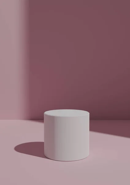 Basit Minimal Render Light Pastel Pembe Arkaplan Tek Standı Veya — Stok fotoğraf