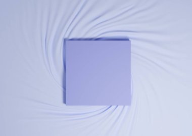 Işık, pastel mavi 3D görüntüleme minimal ürün üst görünüm düz tekstil sade arkaplan yukarıdan kare stand ile yatar
