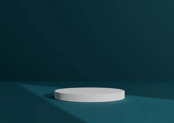 간단하고 최소의 렌더링 컴포넌트 White Cylinder Podium Stand Abstract Shadow — 스톡 사진
