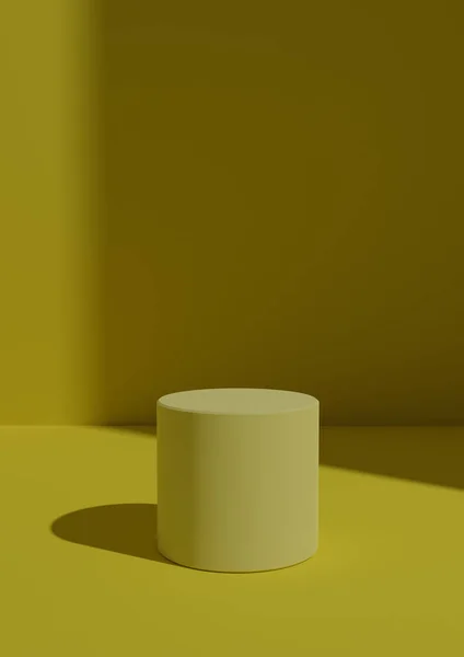 Einfacher Minimaler Render Leuchtend Gelber Hintergrund Für Produktpräsentation Mit Einem — Stockfoto
