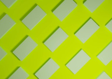 Parlak, kireç, neon yeşil, 3D rendeleme minimal, basit, modern üst görünüm düz görünüm arka plandan ürün sergisi yinelenen kare kalıplar içinde yinelenen kare