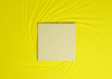 Parlak, neon sarısı 3D görüntüleme minimal ürün üst görünümü düz tekstil sade arkaplan ve yukarıdan kare duruşu