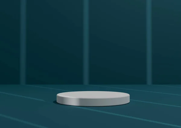 간단하고 최소의 렌더링 컴포넌트 White Cylinder Podium Stand Abstract Striped — 스톡 사진