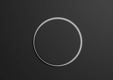 Siyah daire podyumunun 3B çizimi ya da düz görünüm ürün minimumu, basit koyu gri, siyah ve beyaz arkaplan ile metin alanı için kopya alanı