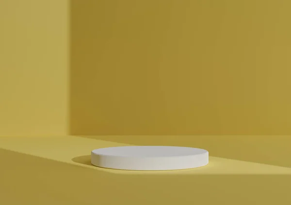 Basit Bir Beyaz Silindir Podyumu Ile Asgari Hazırlama Kompozisyonu Sağ — Stok fotoğraf
