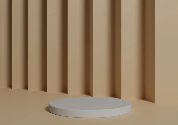 Basit, Bir Beyaz Silindir Podyumu ile Asgari 3D Hazırlama Kompozisyonu ya da Soyut Hafif Pastel Turuncu Ürün Görünümü Arkaplanı