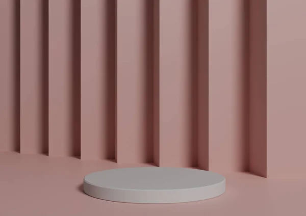 Basit, Bir Beyaz Silindir Podyumu ile Asgari 3D Hazırlama ya da Soyut Pastel Pembe Görüntü Arkaplanı Üzerinde Dur Ürün Görünümü için