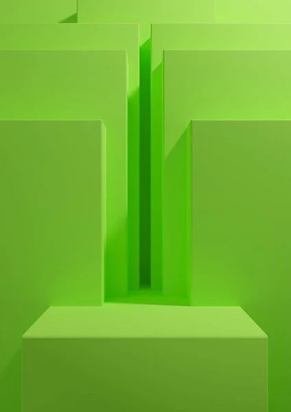 Яркий Неоновый Зеленый Рендеринг Простой Минимальный Геометрический Фон Подиума Продукта — стоковое фото