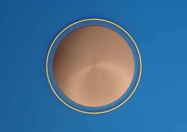 Parlak, koyu, pastel mavisi 3D boş ürün görüntüleme sahnesi silindir podyumla ya da lüks ürünler için en az, en basit arka plan için en üstte düz ve altın çizgi üzerinde durun