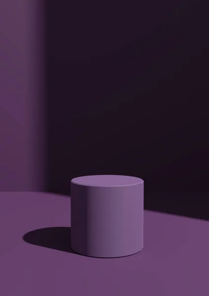 Simple Minimal Render Dark Purple Background Product Display One Stand — ストック写真