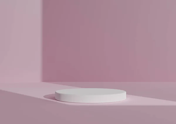 Einfache Minimale Render Komposition Mit Einem Weißen Zylinderpodest Oder Ständer — Stockfoto