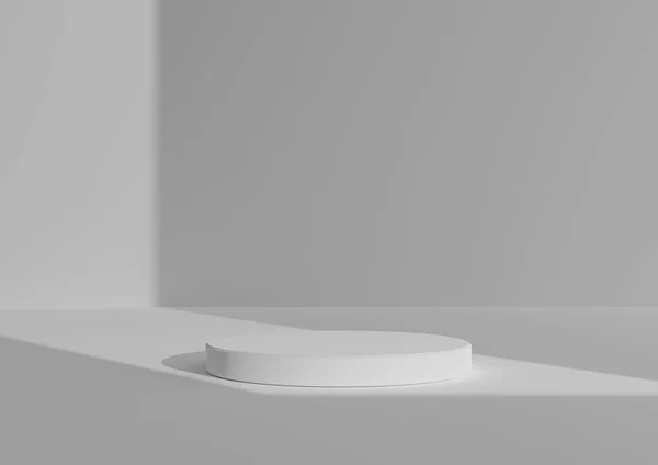 Simple Minimal Render Composition One White Cylinder Podium Stand Abstract — 스톡 사진