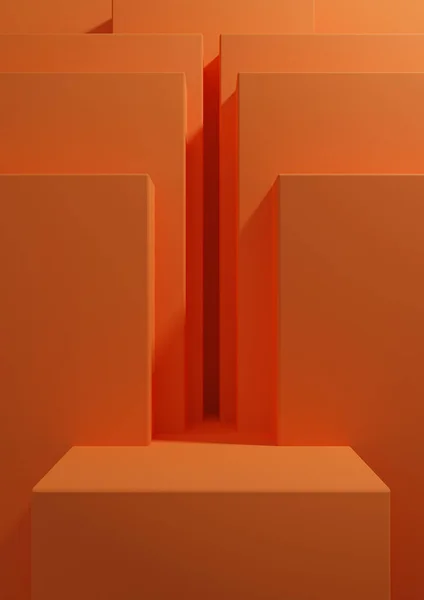 Neon Oranje Heldere Rode Rendering Eenvoudige Minimale Geometrische Achtergrond Voor — Stockfoto
