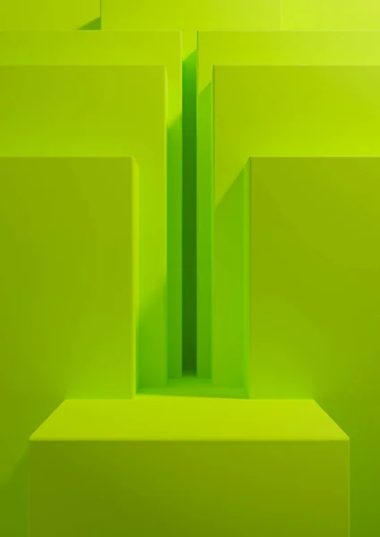 Heldere Limoen Neon Groene Rendering Eenvoudige Minimale Geometrische Achtergrond Voor — Stockfoto