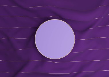 Koyu deniz mavisi, su mavisi 3D sunucu podyumu ya da altın ve altın misketlerle bezenmiş düz kompozisyonu görmek için minimal duruş yukarıdan basit bir arkaplan