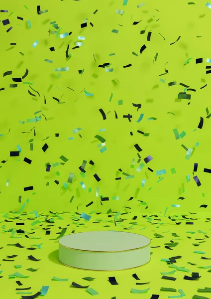 Fényes Lime Neon Zöld Renderelés Termék Kijelző Talapzat Állvány Évforduló — Stock Fotó
