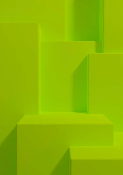 明るく ネオングリーン3Dレンダリング製品は 表彰台と壁紙を表示したり 単純な上に1つまたは2つの高級製品の前に良いスタンド 最小限の抽象的 幾何学的な製品の写真の背景 — ストック写真