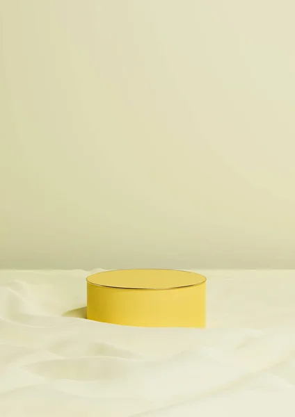 Pastel Luz Cítricos Amarillo Representación Mínima Exhibición Producto Podio Cilindro —  Fotos de Stock