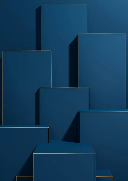 Dark Aqua Bleu Rendu Simple Minimal Géométrique Fond Produit Affichage — Photo